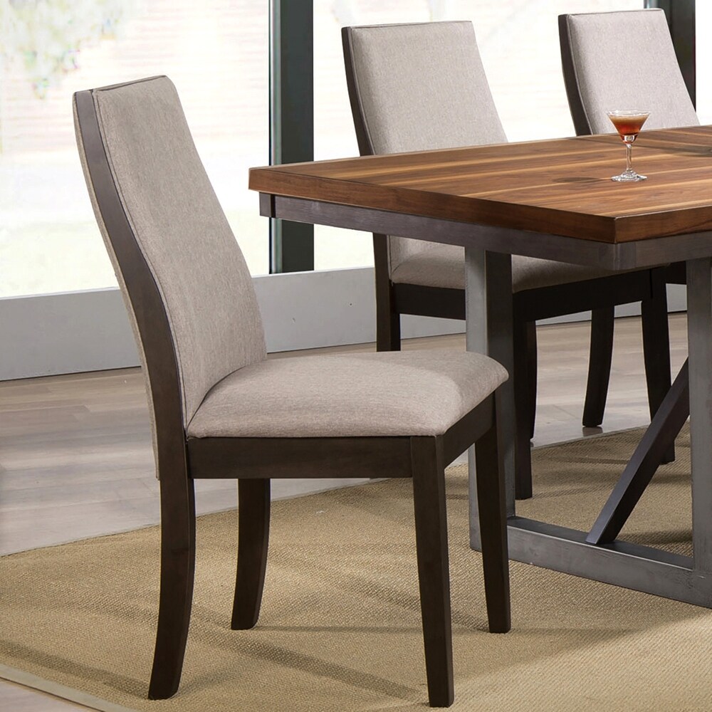 Classic Design Wood Frame Grey Upholstered Dining Chairs (Set of 2)