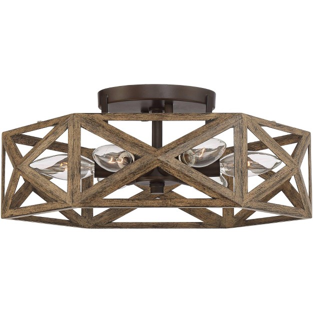 Wide Dark Wood Bronze 6 light Hexagon Frame For Bedroom