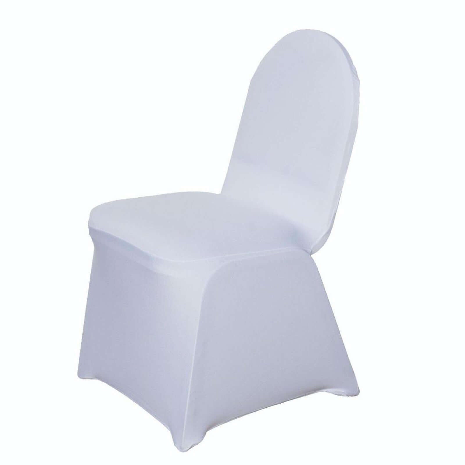 White Spandex Stretch Fitted Banquet Slip On Chair Cover 160 GSM