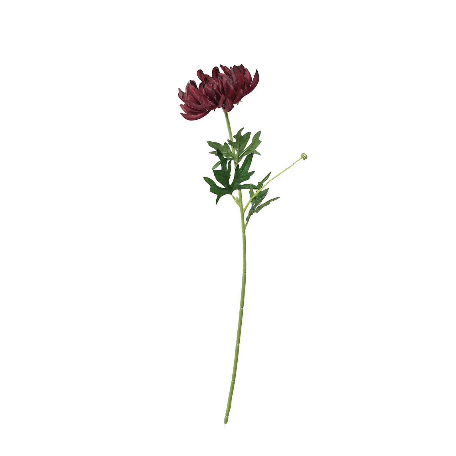 3 Stems Burgundy Artificial Silk Chrysanthemum Bouquet Flowers, Large Faux Mum Branches 27