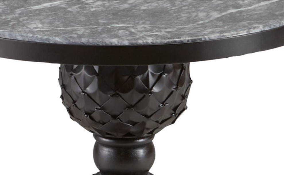 Wrought Iron Antique Style Black Tassel Table  Gray Marble Top   Traditional   Side Tables And End Tables   by My Swanky Home  Houzz