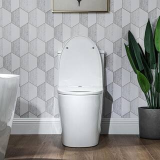 Casta Diva Rough in 12 in. 1-Piece Toilet 0.9 GPF1.28GPF Dual Flush Elongated Skirted Toilet in White Seat Included CD-T001