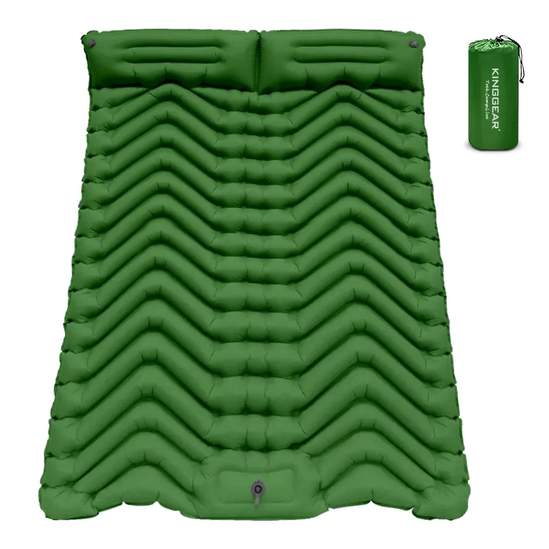 KingGear Camping Pad 2 Person with Pillow Built in Foot Pump Inflatable Sleeping Mat Double Sleeping Pad for Camping Hiking