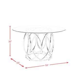 Picket House Furnishings Marcy 53 in. Round Dining Table in GlassChrome CDML100DTTB