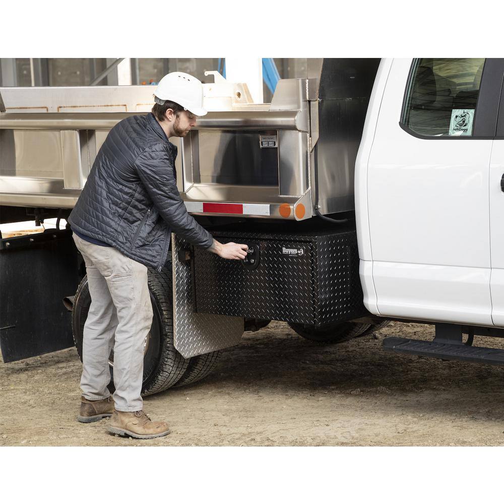 Buyers Products Company 14 in. x 16 in. x 24 in. Gloss Black Diamond Tread Aluminum Underbody Truck Tool Box 1725160