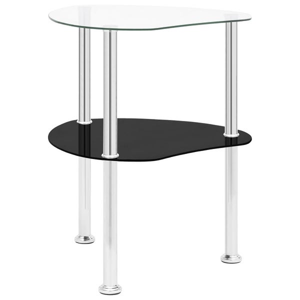 vidaXL 2-Tier Side Table Transparent and Black 15