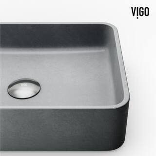 VIGO Segovia Gothic Gray Concreto Stone 16 in. L x 12 in. W x 4 in. H Rectangular Vessel Bathroom Sink VG04064