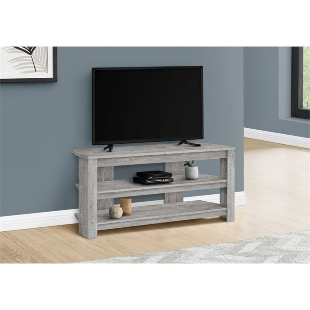 Tv Stand 42 Inch Console Living Room Bedroom Laminate Grey   Farmhouse   Entertainment Centers And Tv Stands   by Homesquare  Houzz