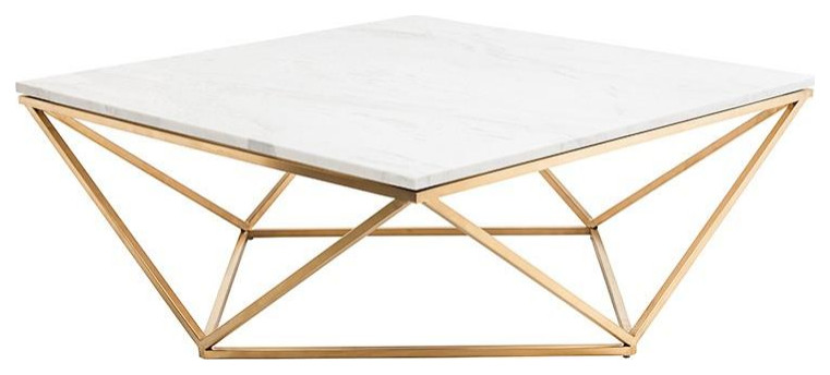 Jasmine Coffee Table Black Wood Vein Marble/Polished Stainless   Contemporary   Coffee Tables   by Old Bones Co.  Studios  Houzz