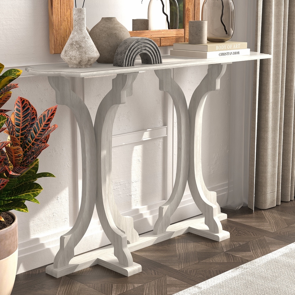 GALANO Doynton 45.9 in. Oval Solid Wood Console Table