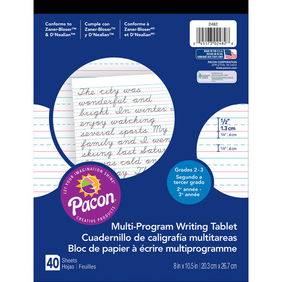 Pacon PAC2482 Writing Paper 40 Sht 8X10.5 1/2 In S...