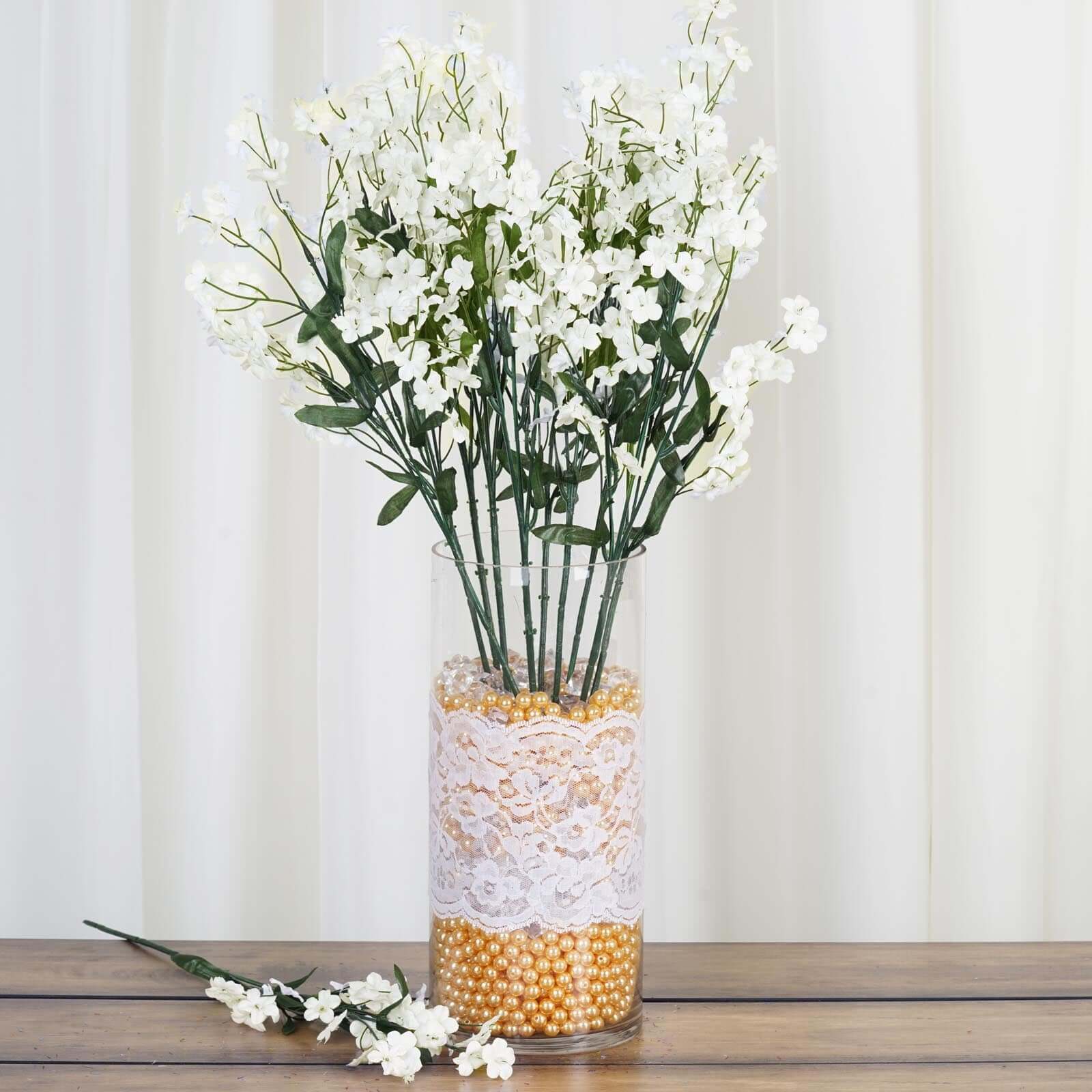 12 Stems Ivory Artificial Silk Babys Breath Flower Bushes Spray