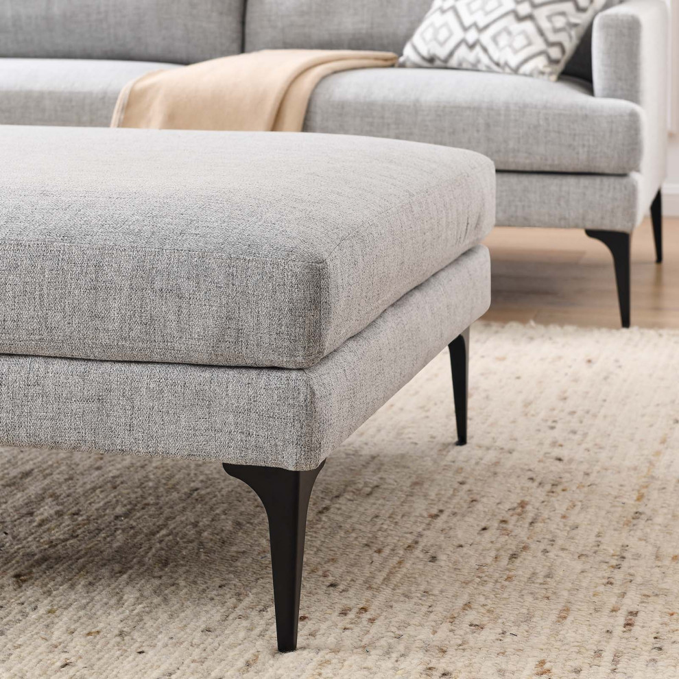 Evermore Upholstered Fabric Ottoman  Light Gray   Midcentury   Footstools And Ottomans   by First of a Kind USA Inc  Houzz