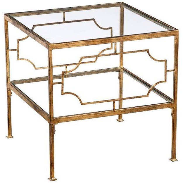 Uttermost Genell Gold Leafed Iron Cube Accent Table