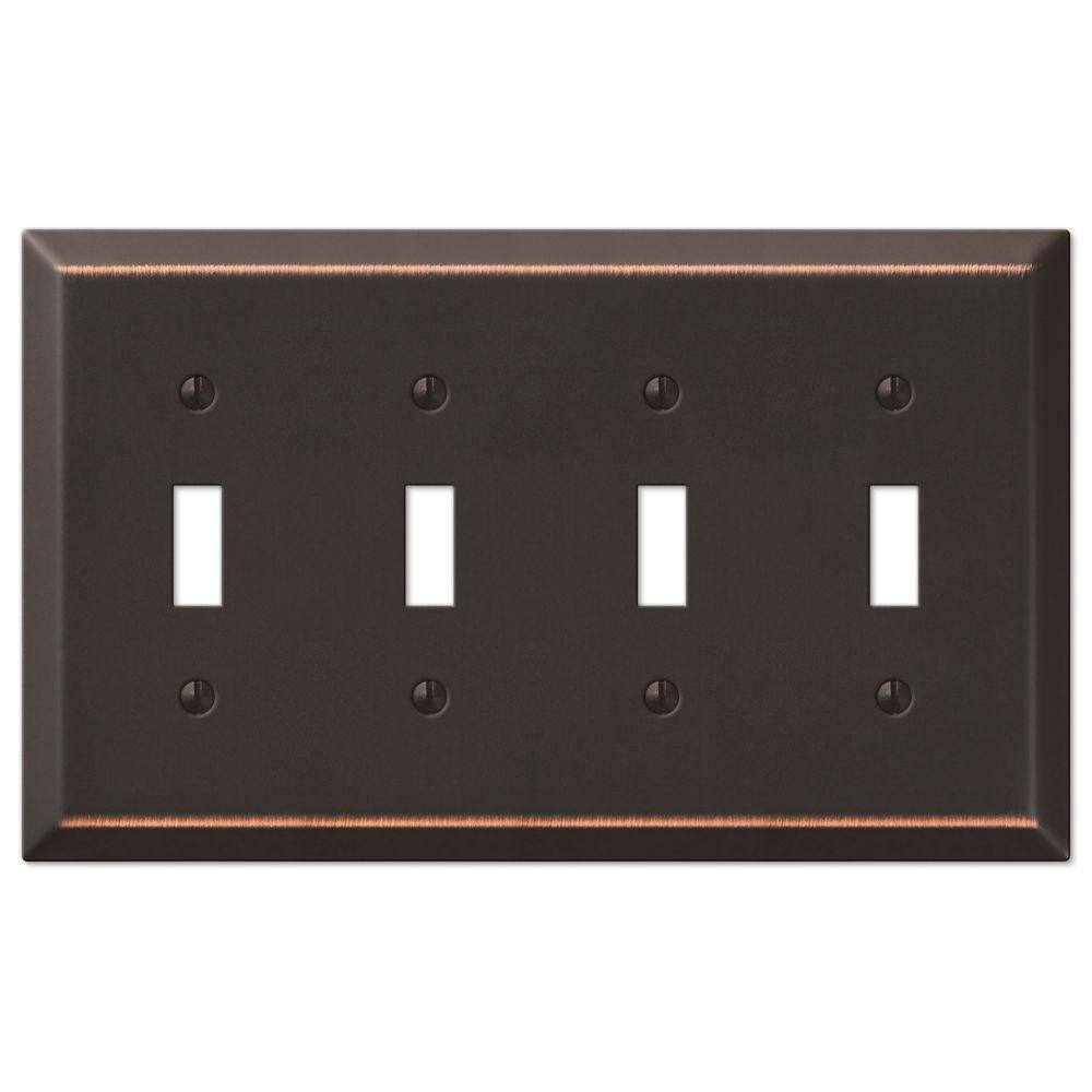 AMERELLE Metallic 4 Gang Toggle Steel Wall Plate - Aged Bronze 163T4DB