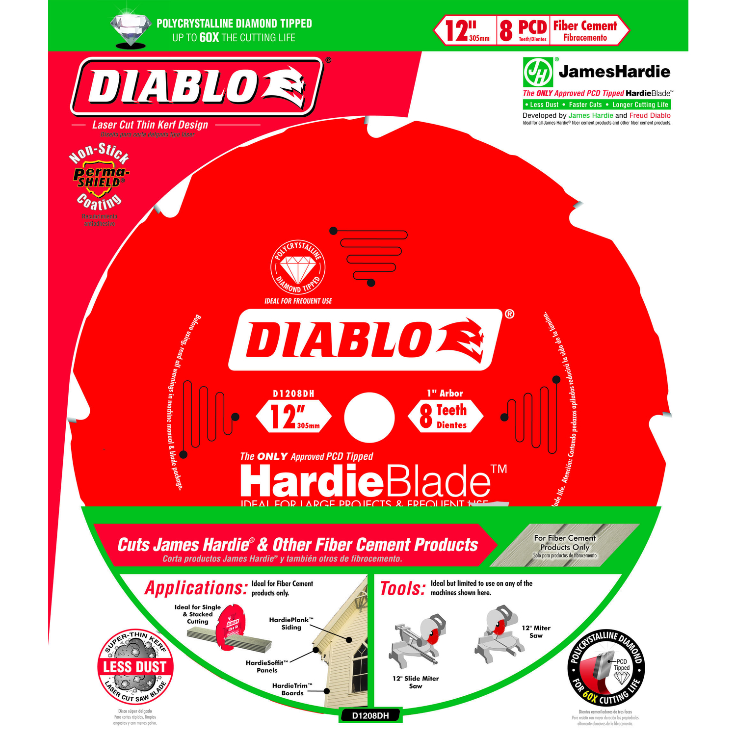 Diablo HardieBlade 12 in. D X 1 in. Polycrystalline Diamond Fiber Cement Blade 8 teeth