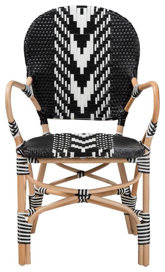 Modern 2 Tone Black and White Weaving  Natural Rattan Indoor Dining Chair   Tropical   Dining Chairs   by Imtinanz  LLC  Houzz