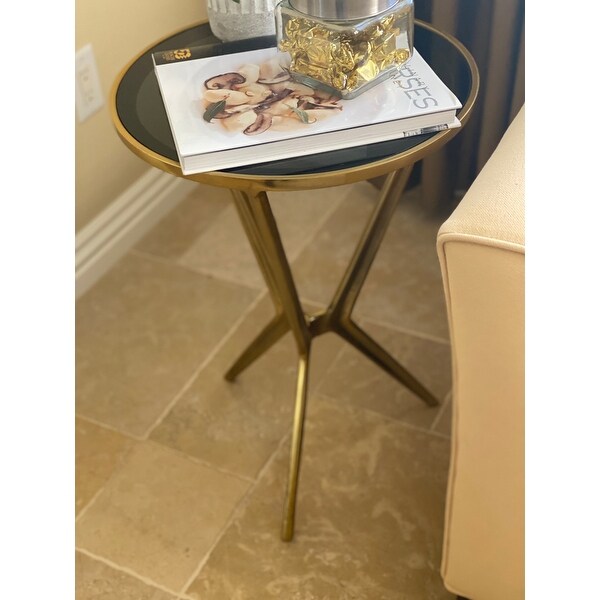 Dartford Round Gold Leaf Accent End Table - 24 x 16.5