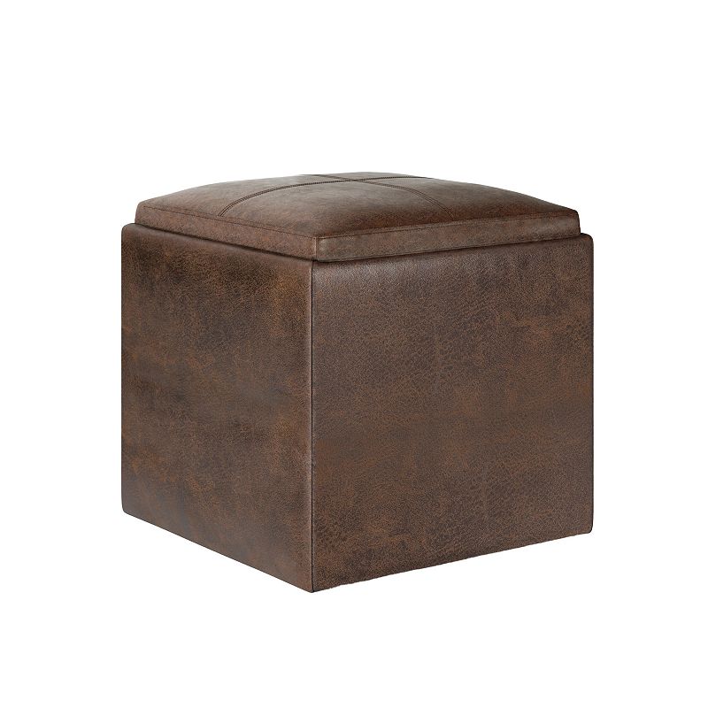 Simpli Home Rockwood Square Cube Storage Ottoman