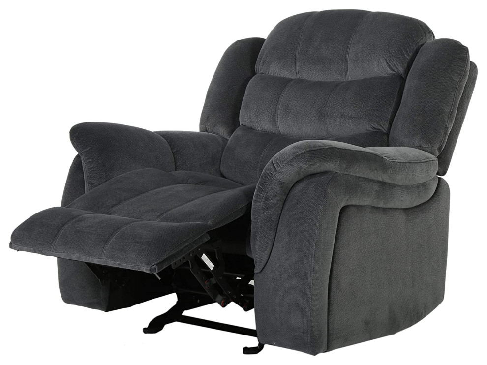 Contemporary Glider Recliner Chair  Tufted Cushioned Seat and Back  Steel   Transitional   Recliner Chairs   by Declusia  Houzz