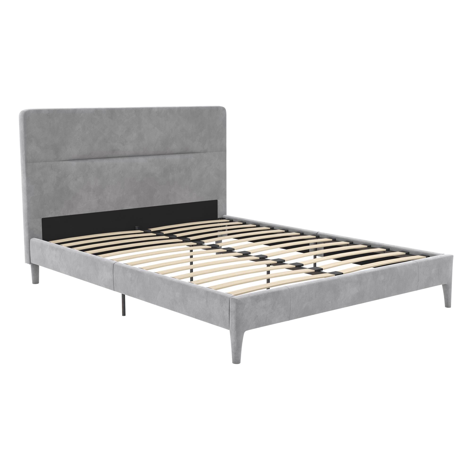 CosmoLiving Westerleigh Upholstered Bed, Queen, Light Gray Velvet