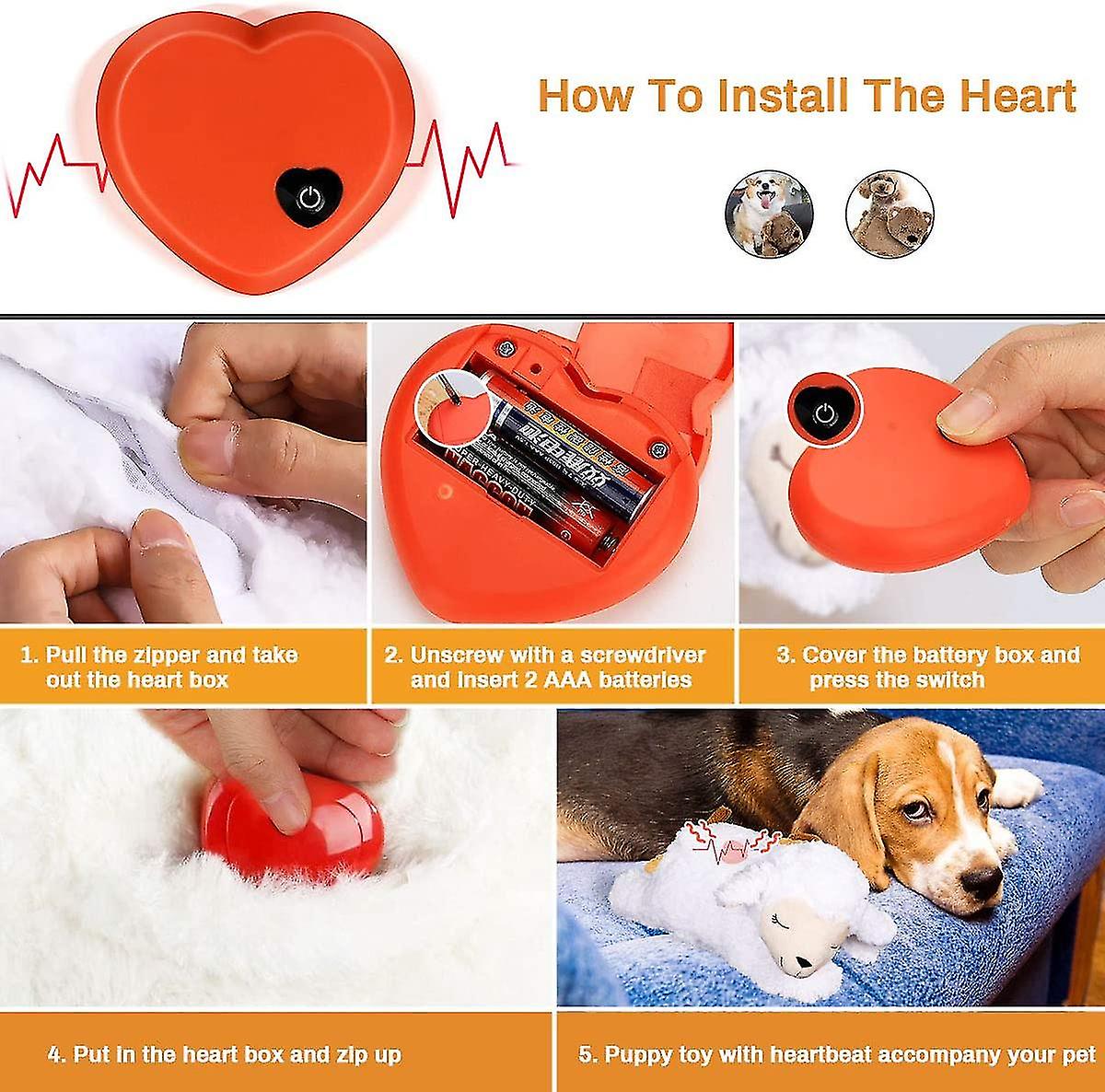 Plush Dog Toy， Puppy Toy With Heartbeat Behavioral Aid Warm Plush Pet Toy， Sheep Shape