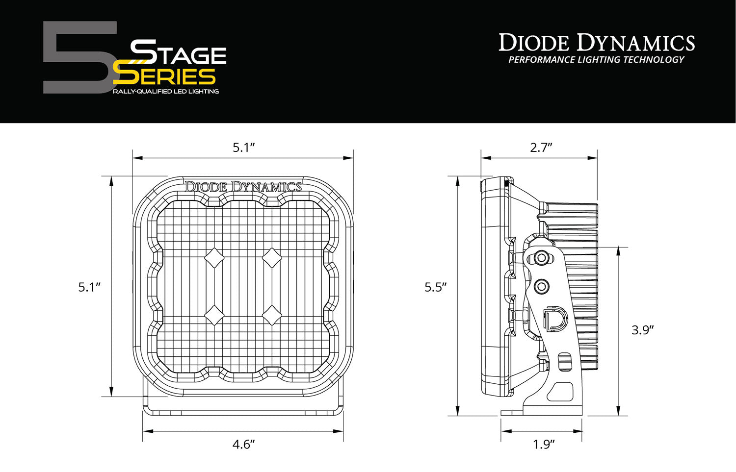 Diode Dynamics SS5 LED Pod Pro White Combo Pair Universal DD6775P