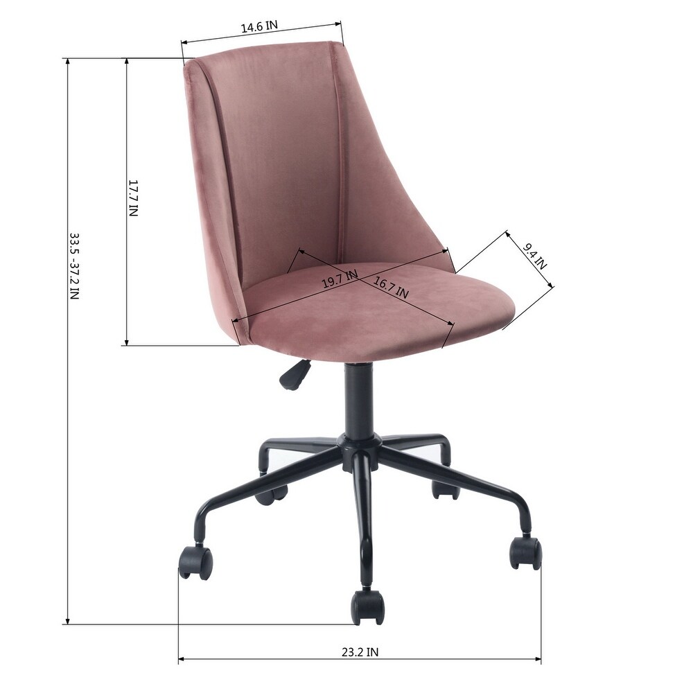 Velvet Upholstered Vanity Chair  Office Chair with Rolling Swivel