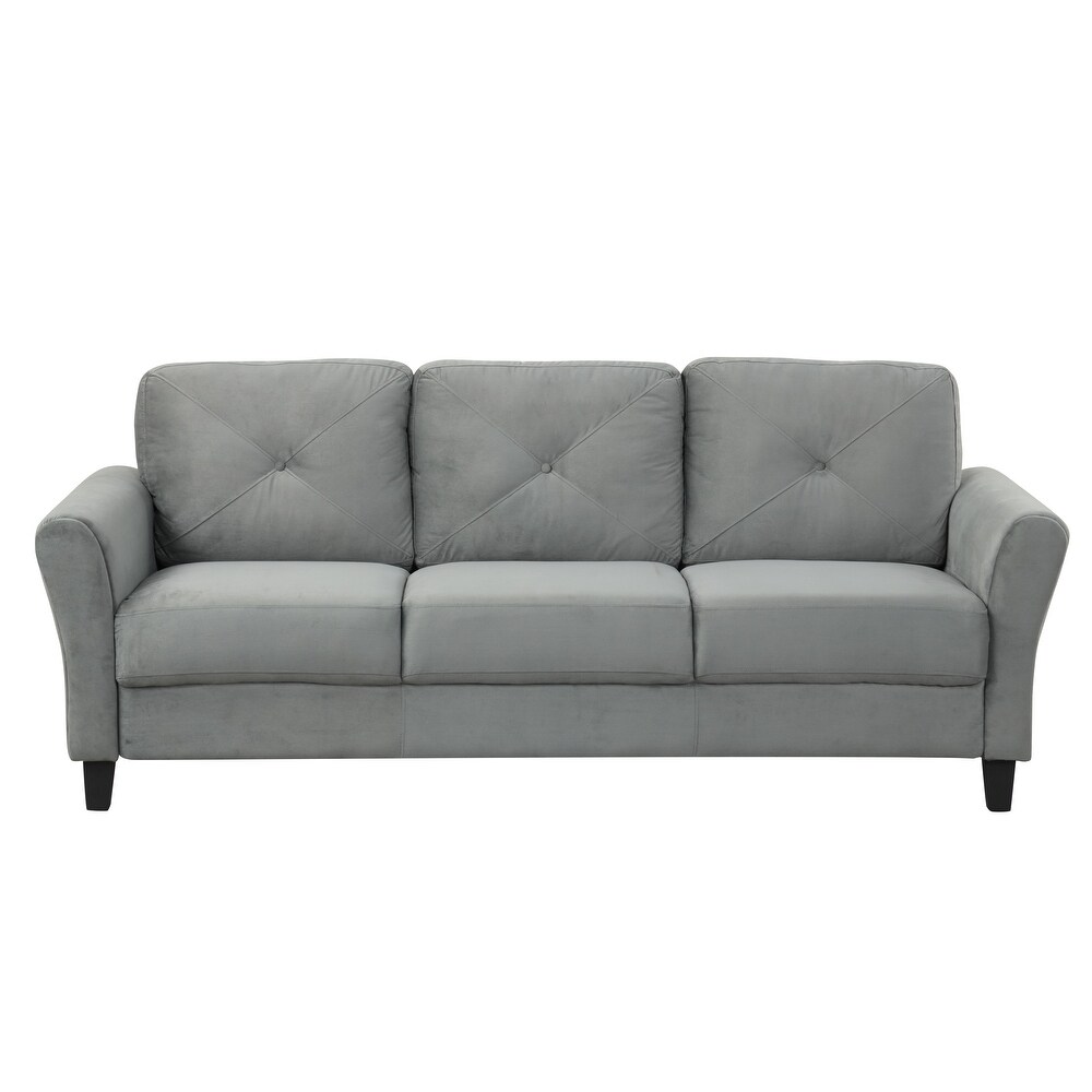 2 Piece Fabric Upholstered 3 Seater Sofa and Sofa Chair for Living Room with Track Arms and Comfortable Thick Cushion