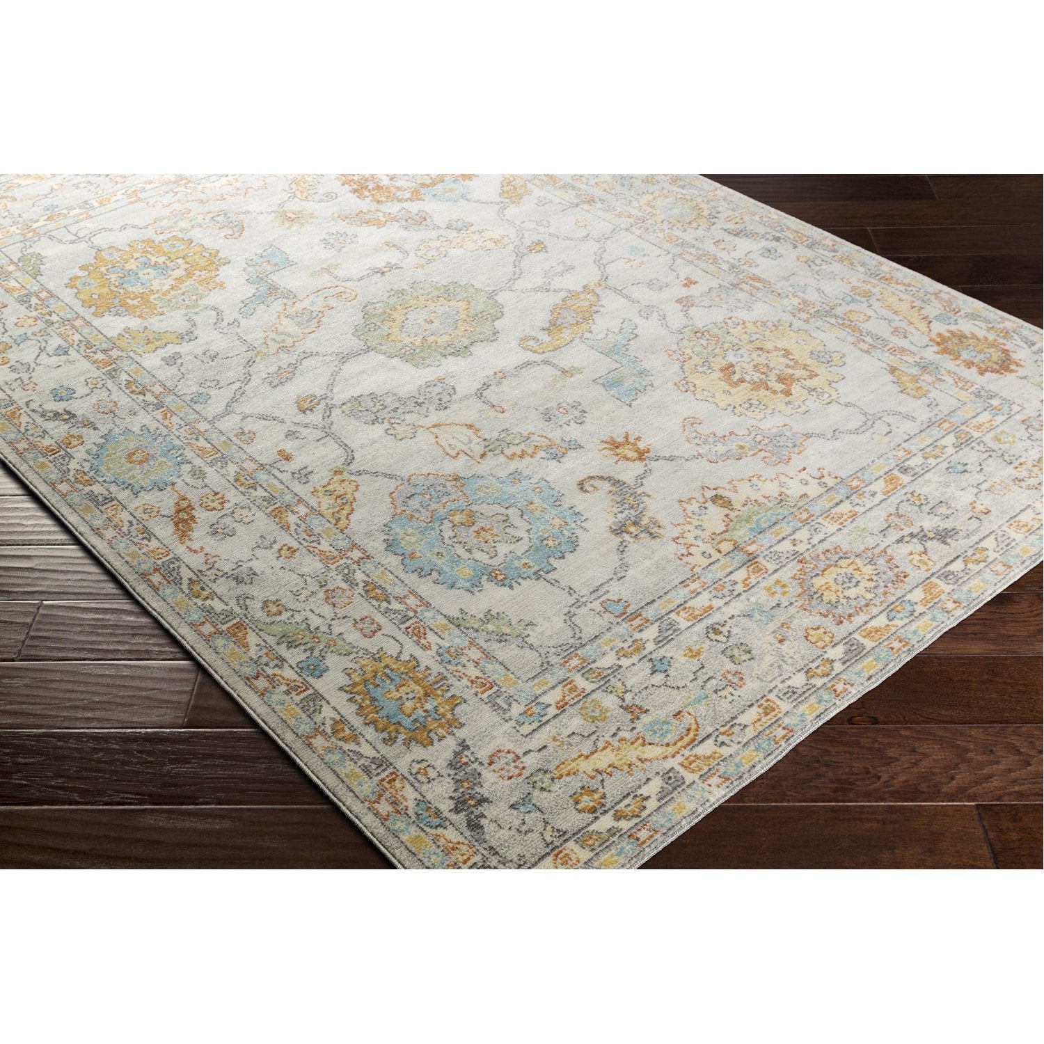 Bodrum Indoor/Outdoor Rug in Ivory, Saffron, Silver Gray, Medium Gray, Camel, Pale Blue, Moss