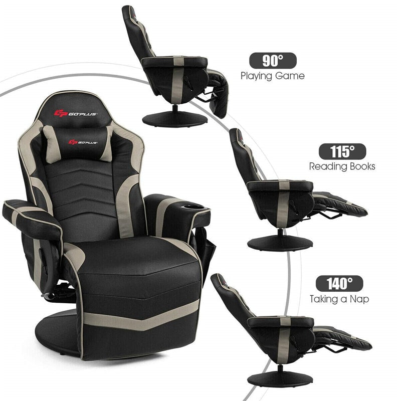 Ergonomic High Back Massage Gaming Chair Racing Style Gaming Recliner with Adjustable Backrest Footrest