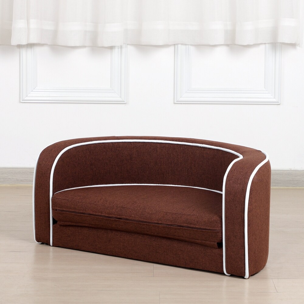 Brown Round Curved Appearance Pet Sofa with Cushion