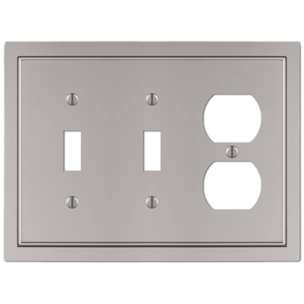 AMERELLE Averly 3 Gang 2-Toggle and 1-Duplex Metal Wall Plate - Satin Nickel 900TTDN