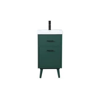 Simply Living 18 in. W x 15 in. D x 33.5 in. H Bath Vanity in Green with White Resin Top SL123054MGN