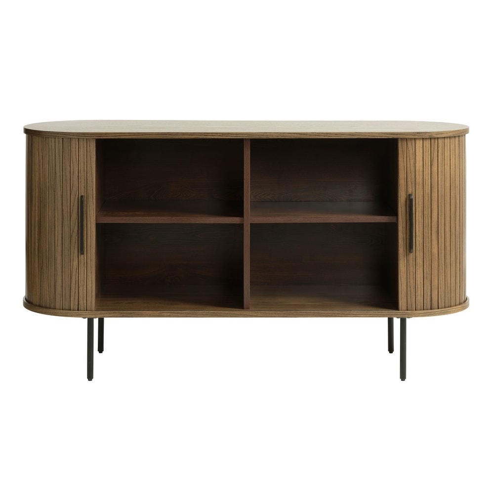 Rye Studio Nicola Mid Century Modern Rounded Sliding Door Sideboard 55\