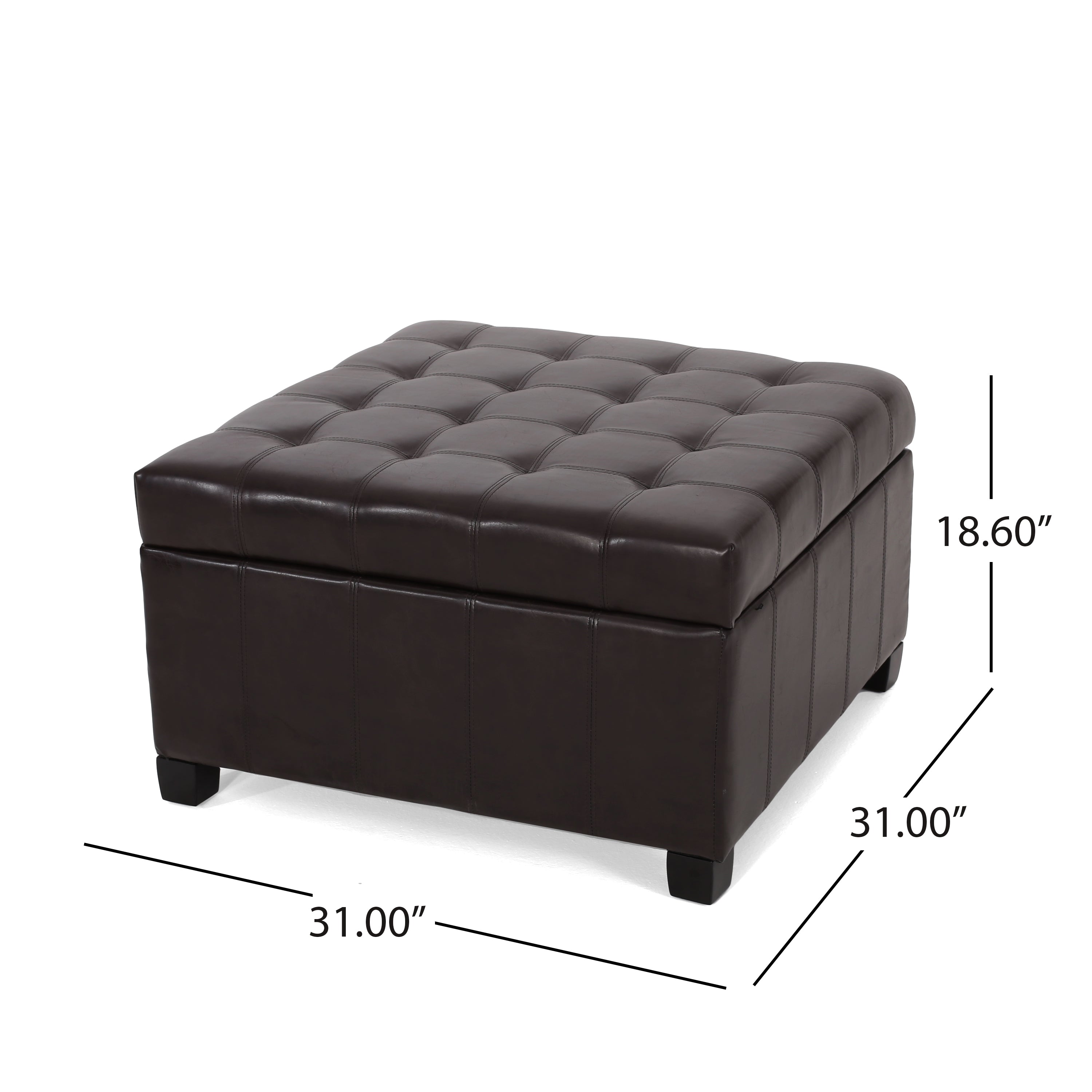 Lyncorn Brown Bonded Leather Storage Ottoman