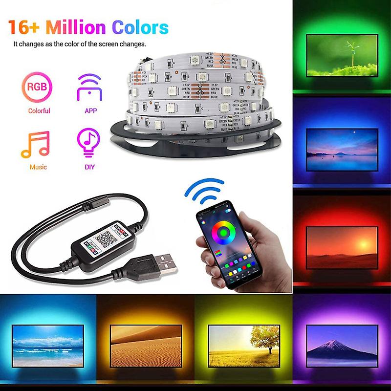 Led Strip Light Usb Blueooth Controller Rgb 5050 Dc 5v Flexible Tape Lamp Ribbon Tv Screen Backlight Diode Tape For Home/ Party