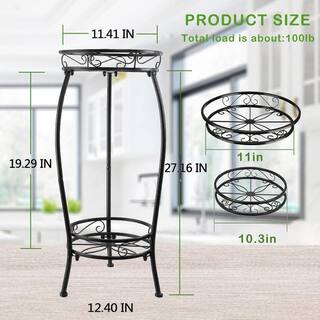 27 in. Tall Metal Potted Holder Rack Flower Pot Stand Heavy Duty Plant Shelf Rustproof Iron PUWNR4