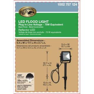 Hampton Bay Plug-In Black Outdoor Integrated LED Landscape Flood Light G09457