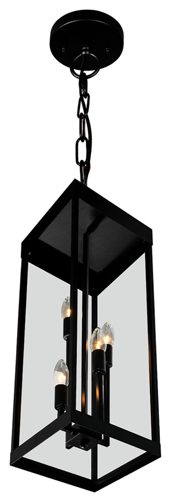 CWI LIGHTING 1695P8 4 101 Windsor 4 Light Black Outdoor Ceiling Light   Outdoor Hanging Lights   by LIGHTING JUNGLE  Houzz