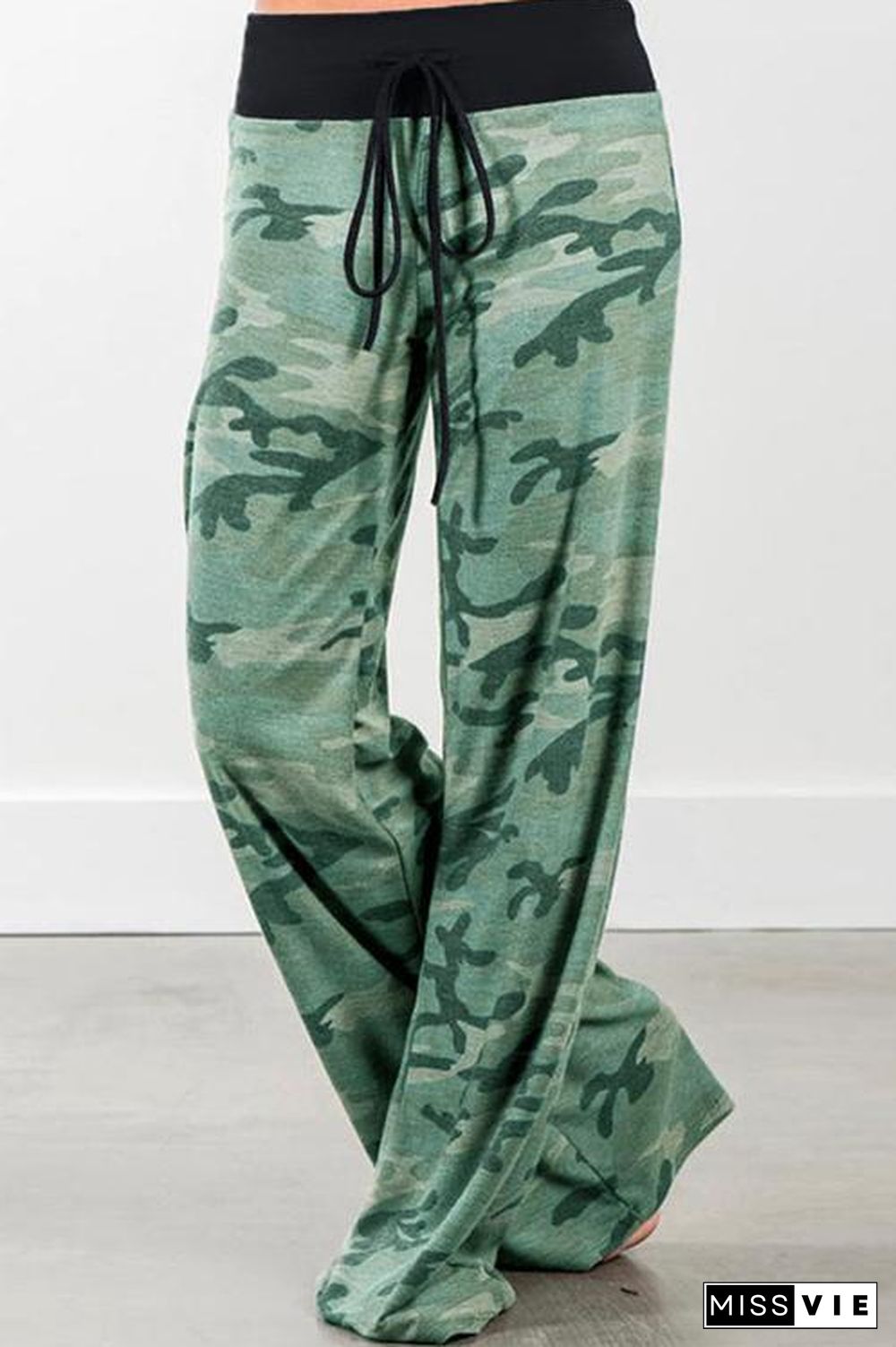 Fashion Loose Belt Camouflage Print Pants