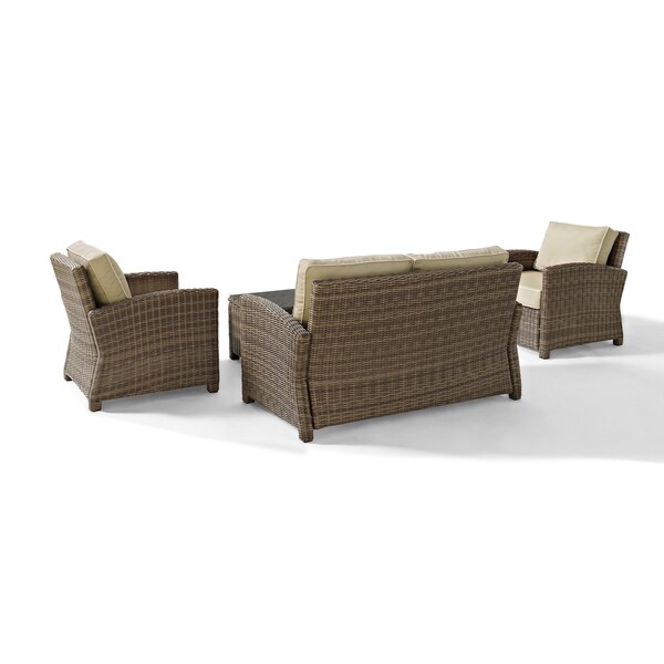 Crosley Bradenton Outdoor Wicker 4Piece Seating Set with Sand Cushions