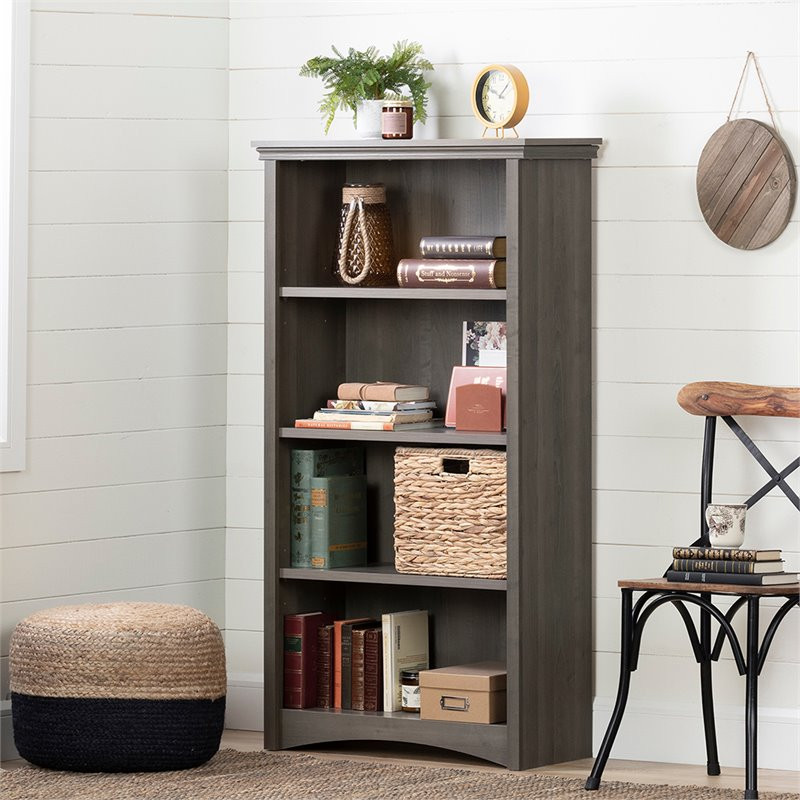 South Shore Artwork 4 Shelf Bookcase in Gray Maple   Traditional   Bookcases   by Homesquare  Houzz