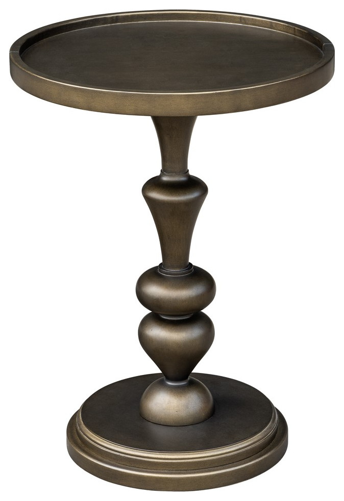 Del Mar Bronze Pedestal Round Accent Table for Small Space   Traditional   Side Tables And End Tables   by Olliix  Houzz