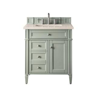 James Martin Vanities Brittany 30.0 in. W x 23.5 in. D x 34 in. H Bathroom Vanity in Sage Green with Eternal Marfil Quartz Top 650-V30-SGR-3EMR