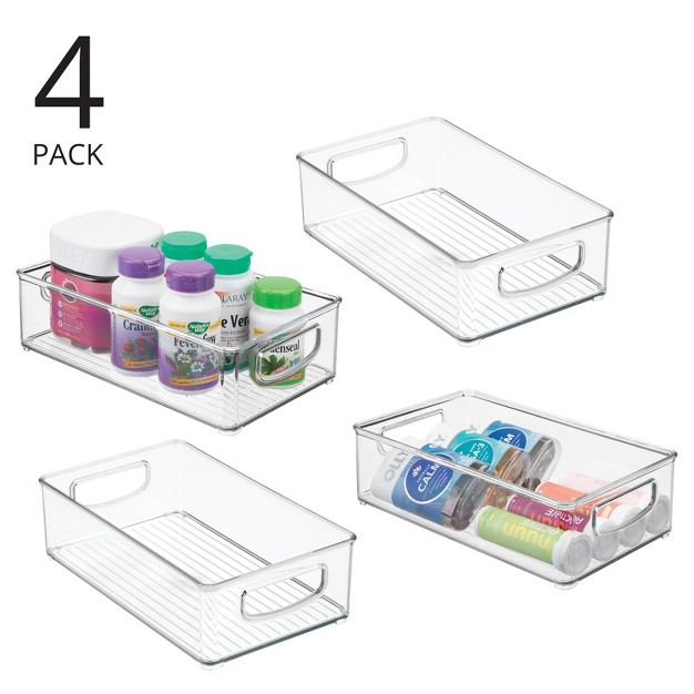 Mdesign Small Plastic Bathroom Storage Container Bin With Handles