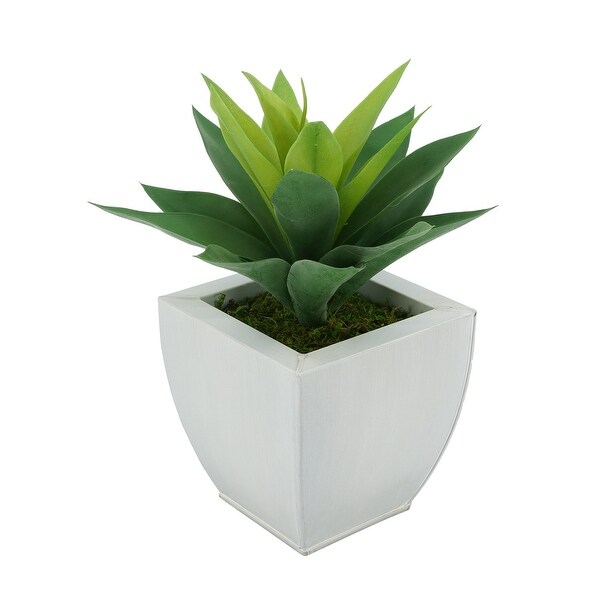 Faux Frosted Light Green Succulent in Tapered Zinc Planter