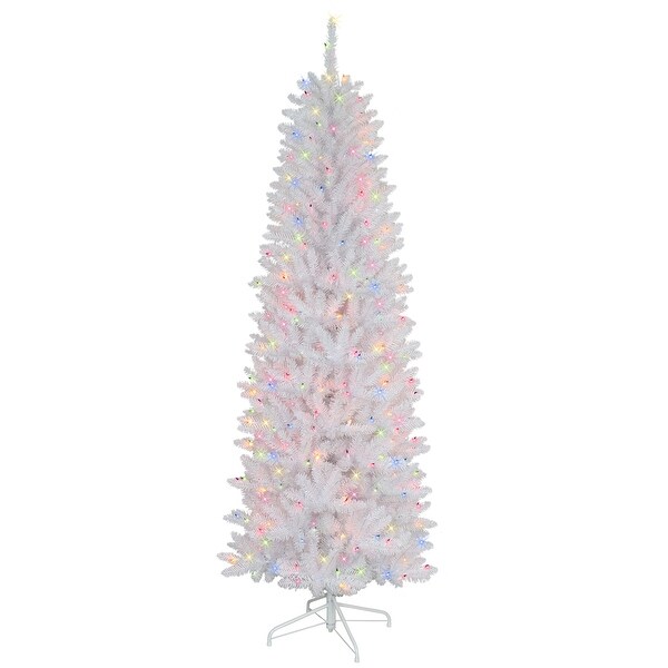 Puleo International PreLit 6.5' Pencil White Fraser Fir Artificial Christmas Tree