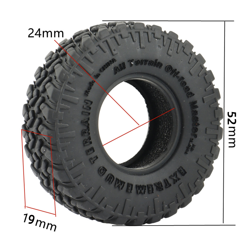 Super Soft Sticky 1.0 Crawler Tires 52*19mm for 1/18 1/24 RC Crawler Car Axial SCX24 FMS FCX24 AX24 Upgrade (T1011)