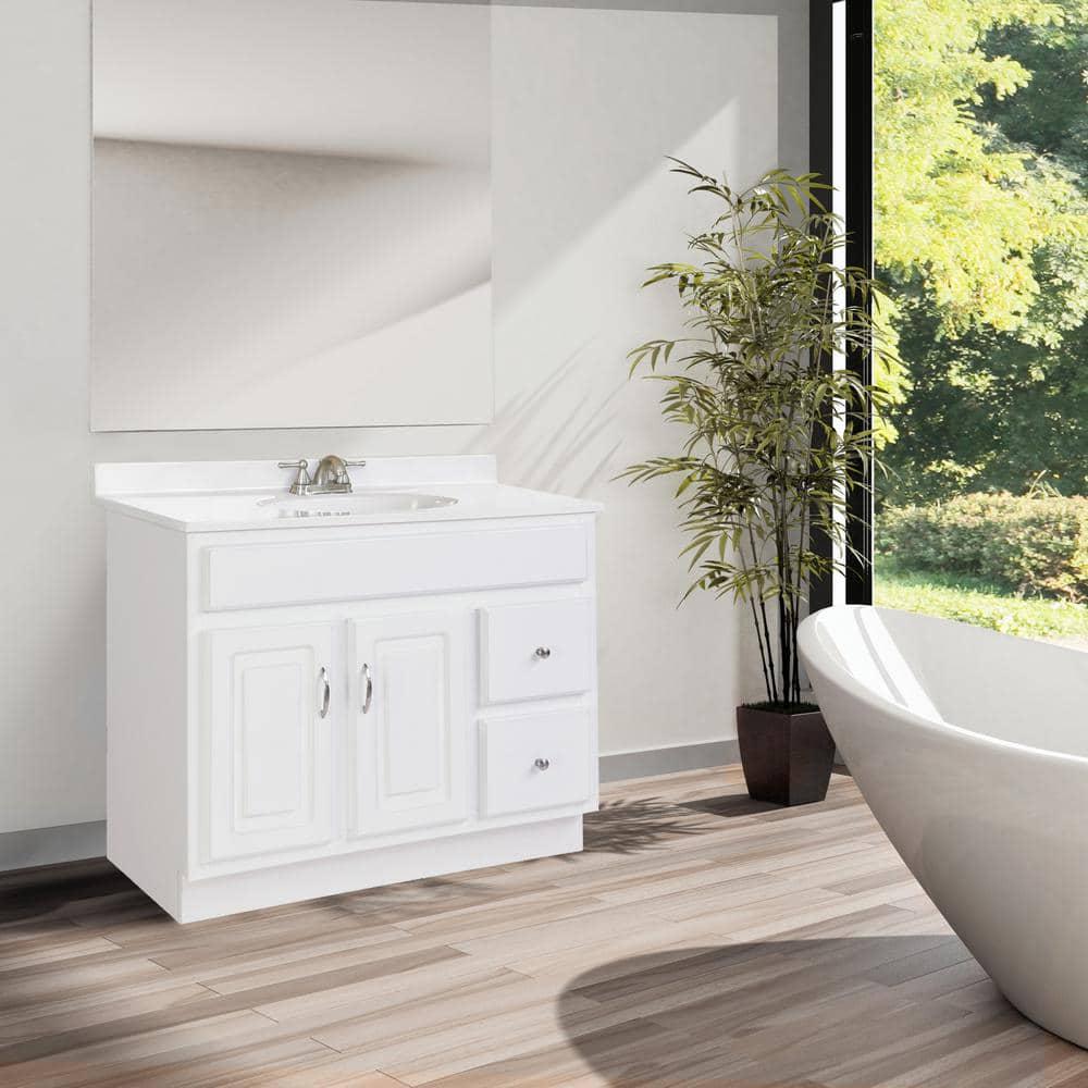 Design House Concord 36 in W x 21 in D x 30 in H Bath Vanity Cabinet without Top in White Gloss